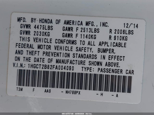 Aukcja sprzedaży 2015 Honda Accord Ex-l V-6, vin: 1HGCT2B82FA004090, numer aukcji: 44787159