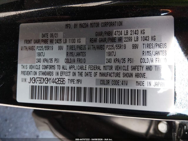 2021 Mazda Cx-5 Grand Touring მანქანა იყიდება აუქციონზე, vin: JM3KFBDM3M1442696, აუქციონის ნომერი: 44787222