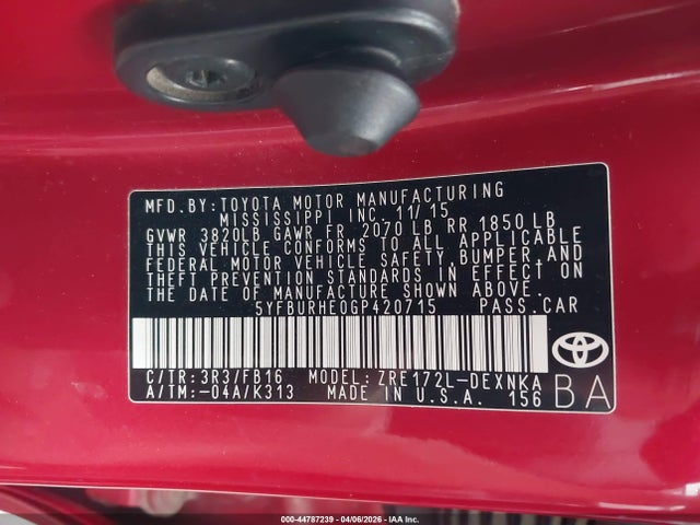 Toyota COROLLA LE 2016 5YFBURHE0GP420715 Image 9
