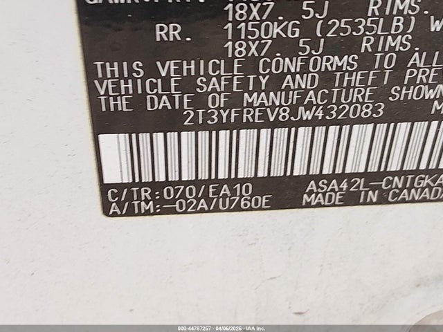 2T3YFREV8JW432083 Toyota Rav4 Platinum