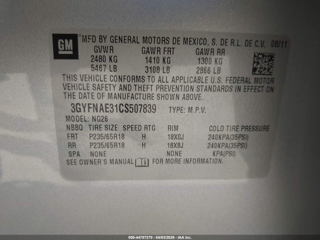 2012 CADILLAC SRX 3GYFNAE31CS507839 Photo 8