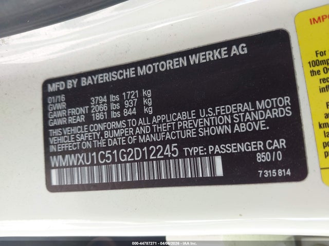 Mini Hardtop Cooper 2016 WMWXU1C51G2D12245 Image 9