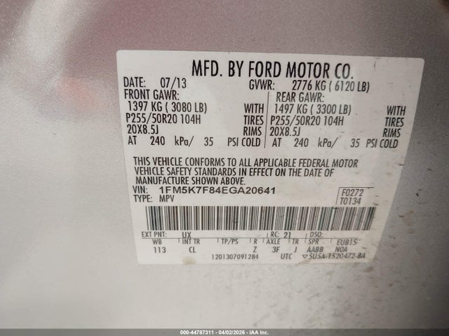 Ford Explorer Limited 2014 1FM5K7F84EGA20641 Image 9