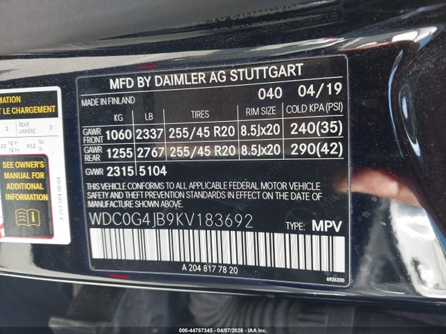WDC0G4JB9KV183692 Mercedes-Benz GLC 300