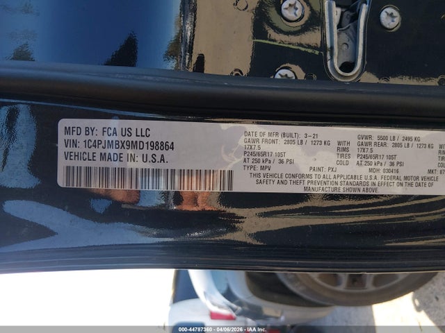 2021 Jeep Cherokee Trailhawk 4x4 მანქანა იყიდება აუქციონზე, vin: 1C4PJMBX9MD198864, აუქციონის ნომერი: 44787360