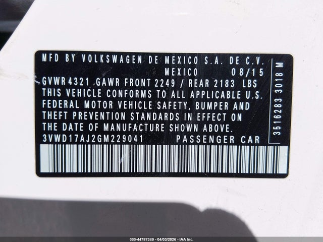 3VWD17AJ2GM229041 Volkswagen Jetta 1.8t Sport