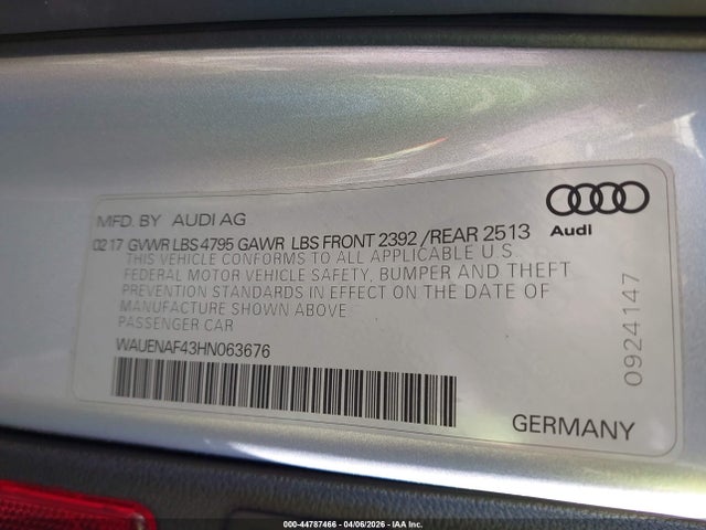 WAUENAF43HN063676 Audi A4 2.0t Premium