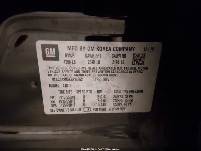 KL4CJASB5KB814662 Buick Encore Fwd Preferred