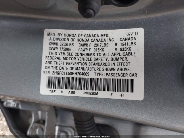 2017 Honda Civic Si მანქანა იყიდება აუქციონზე, vin: 2HGFC1E50HH704669, აუქციონის ნომერი: 44787507