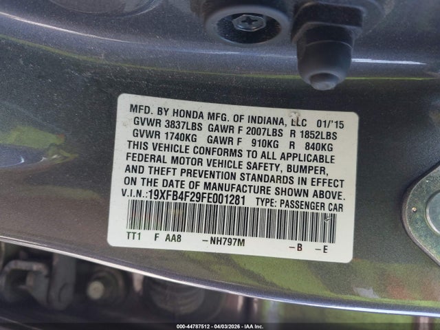 Honda CIVIC HYBRID 2015 19XFB4F29FE001281 Image 9