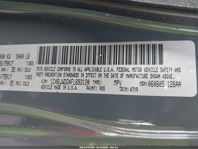 1C4BJWDGXFL693120 Jeep Wrangler Unlimited Sport