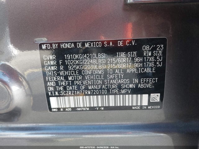 Aukcja sprzedaży 2024 Honda Hr-v 2wd Ex-l/2wd Ex-l W/o Bsi, vin: 3CZRZ1H77RM720100, numer aukcji: 44787530