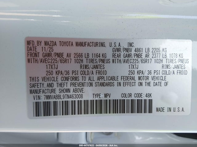 Продаж на аукціоні авто 2026 Mazda Cx-50 2.5 S Preferred, vin: 7MMVABBL9TN463008, номер лоту: 44787622