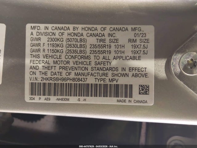 2HKRS6H96PH808437 Honda Cr-v Hybrid Sport Touring