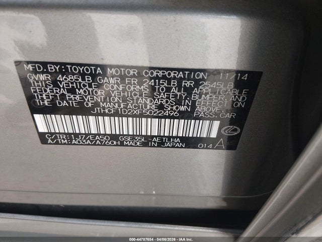 2015 LEXUS IS 250 JTHCF1D2XF5022496 Photo 8