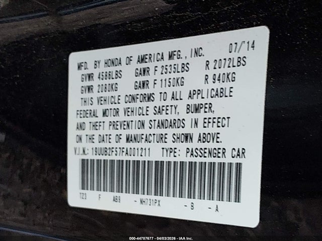 Aukcja sprzedaży 2015 Acura Tlx V6 Tech, vin: 19UUB2F57FA001211, numer aukcji: 44787677