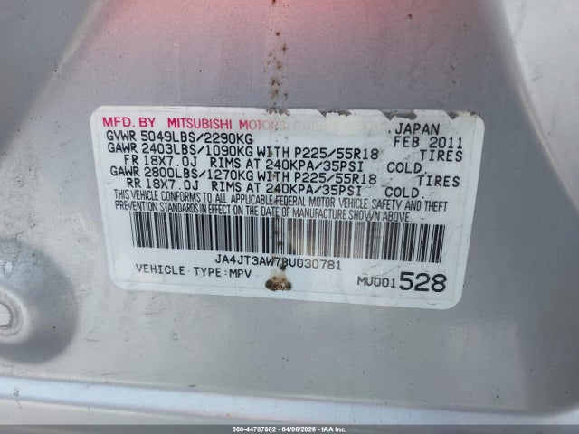Продаж на аукціоні авто 2011 Mitsubishi Outlander Se, vin: JA4JT3AW7BU030781, номер лоту: 44787682