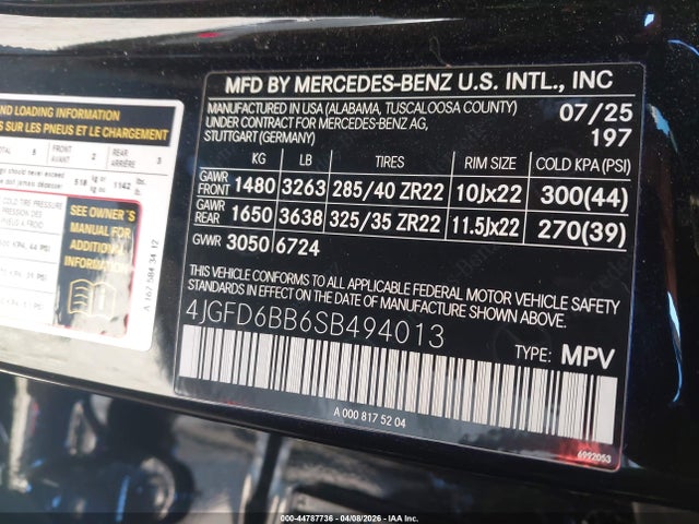 Aukcja sprzedaży 2025 Mercedes-benz Amg Gle 53 Coupe 4matic+, vin: 4JGFD6BB6SB494013, numer aukcji: 44787736