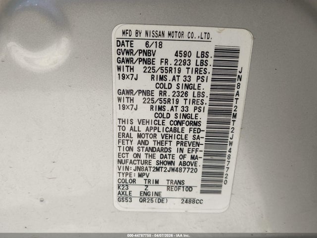 Nissan Rogue Sl 2018 JN8AT2MT2JW487720 Image 9