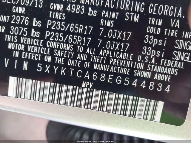Aukcja sprzedaży 2014 Kia Sorento Lx, vin: 5XYKTCA68EG544834, numer aukcji: 44787801