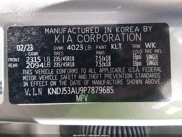 44787817 :رقم المزاد ، KNDJ53AU9P7879685 vin ، 2023 Kia Soul Gt-line مزاد بيع