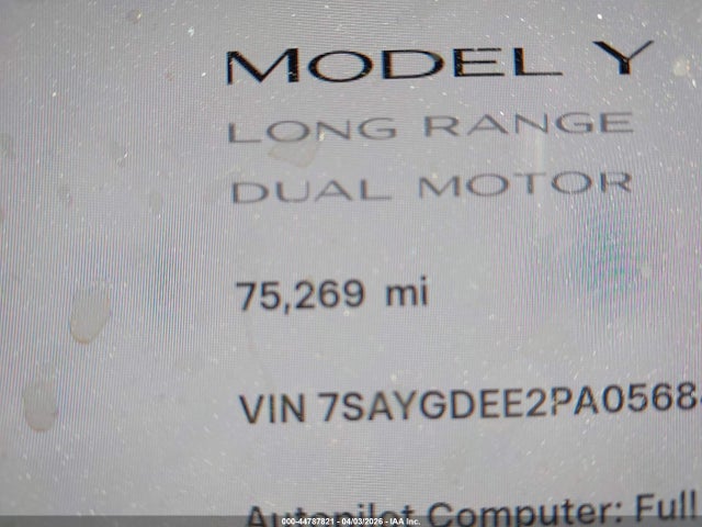 Aukcja sprzedaży 2023 Tesla Model Y Awd/long Range Dual Motor All-wheel Drive, vin: 7SAYGDEE2PA056849, numer aukcji: 44787821