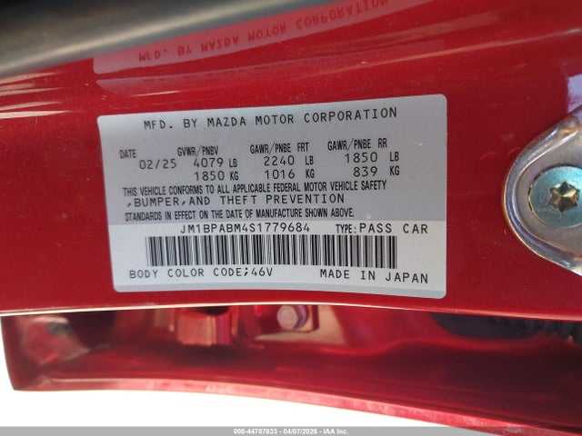 Продажа на аукционе авто 2025 Mazda Mazda3 2.5 S Select Sport, vin: JM1BPABM4S1779684, номер лота: 44787833