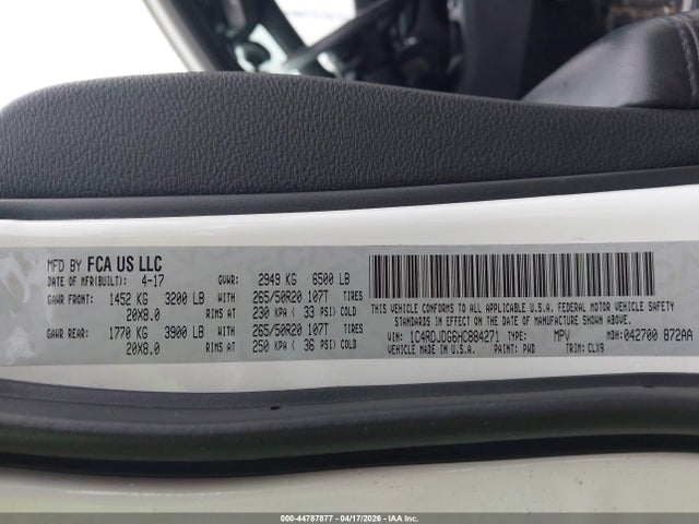 Продаж на аукціоні авто 2017 Dodge Durango Gt Awd, vin: 1C4RDJDG6HC884271, номер лоту: 44787877