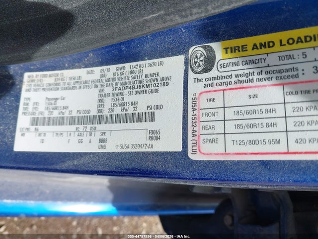 2019 FORD FIESTA 3FADP4BJ6KM102189 Photo 8