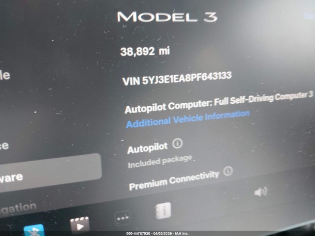 Продаж на аукціоні авто 2023 Tesla Model 3 Rear-wheel Drive, vin: 5YJ3E1EA8PF643133, номер лоту: 44787930