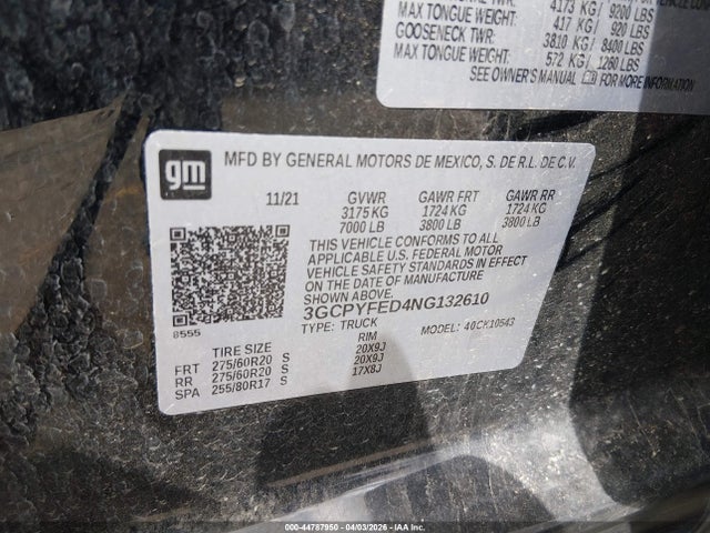 Aukcja sprzedaży 2022 Chevrolet Silverado 1500 Ltd 4wd  Short Bed Lt Trail Boss, vin: 3GCPYFED4NG132610, numer aukcji: 44787950