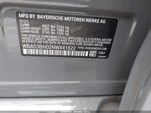 WBA53BH02NWX41622 BMW 530 I
