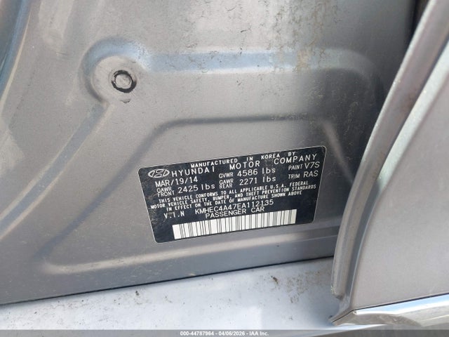 Aukcja sprzedaży 2014 Hyundai Sonata Hybrid Limited, vin: KMHEC4A47EA112135, numer aukcji: 44787964
