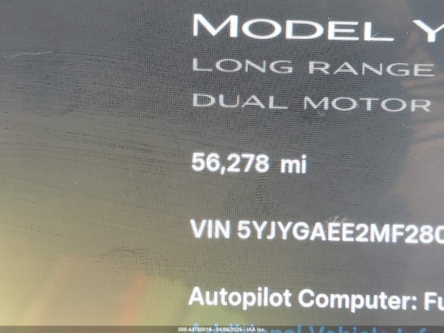 Продаж на аукціоні авто 2021 Tesla Model Y Long Range Dual Motor All-wheel Drive, vin: 5YJYGAEE2MF280567, номер лоту: 44788016