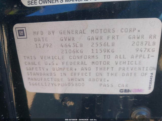 1993 CADILLAC ELDORADO 1G6EL12Y4PU605800 Photo 8