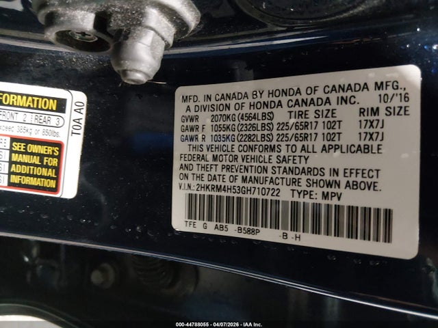 2HKRM4H53GH710722 Honda CR-V EX