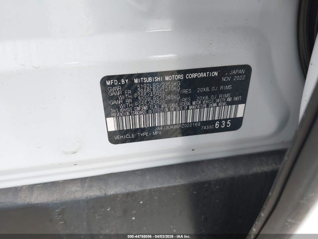 44788056 :رقم المزاد ، JA4J3UA86PZ022169 vin ، 2023 Mitsubishi Outlander Se 2.5 2wd مزاد بيع