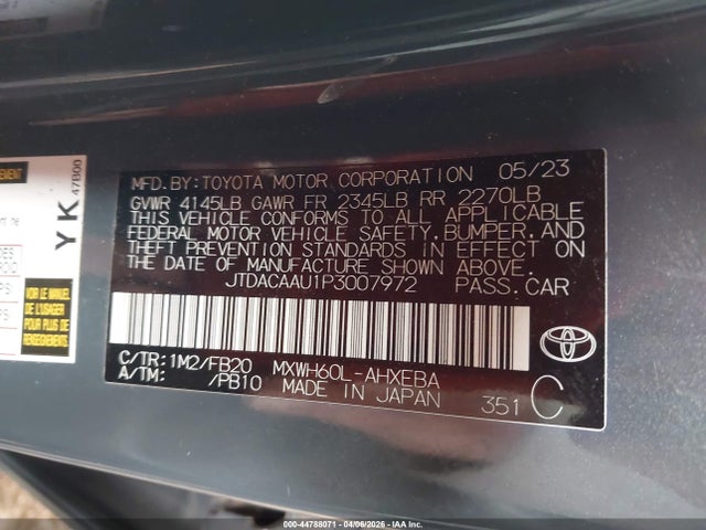 JTDACAAU1P3007972 Toyota Prius Le