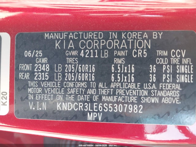 2025 Kia Niro Ex მანქანა იყიდება აუქციონზე, vin: KNDCR3LE6S5307982, აუქციონის ნომერი: 44788084