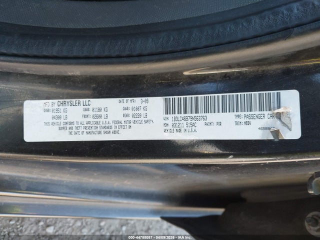 44788087 :رقم المزاد ، 1B3LC46B79N563763 vin ، 2009 Dodge Avenger Se/sxt مزاد بيع