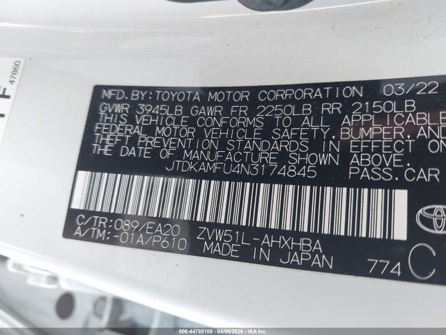 2022 TOYOTA PRIUS JTDKAMFU4N3174845 Photo 8