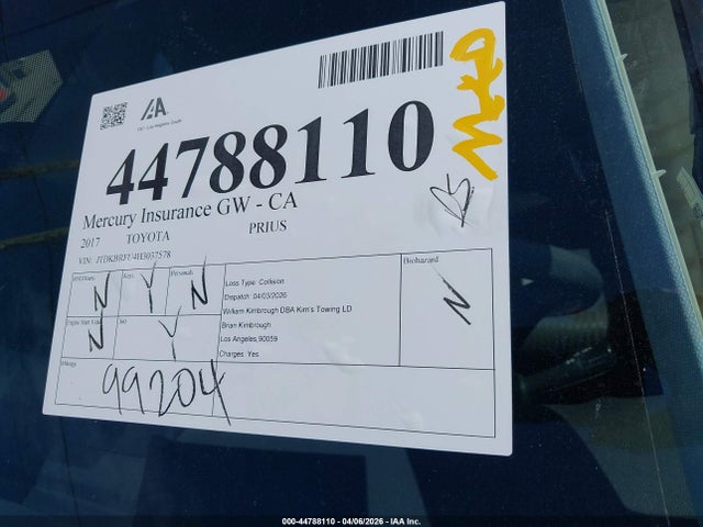 JTDKBRFU4H3037578 Toyota Prius Two