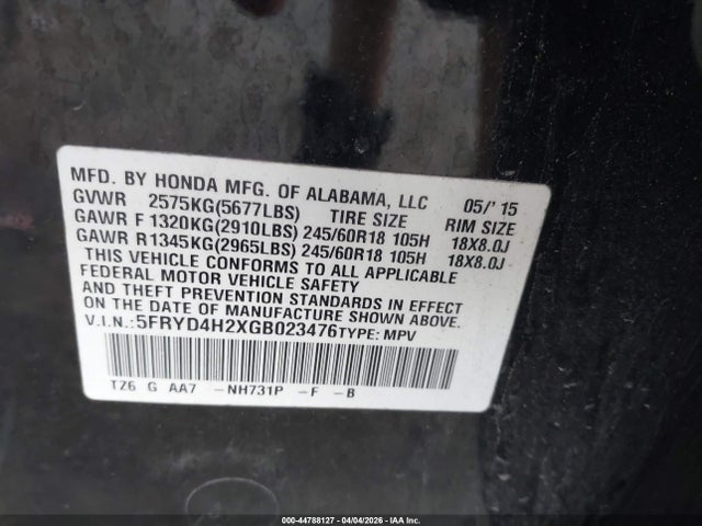 Продаж на аукціоні авто 2016 Acura Mdx Acurawatch Plus Package, vin: 5FRYD4H2XGB023476, номер лоту: 44788127