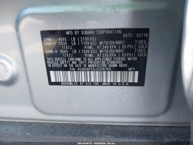 4S4BSAFC6J3326763 Subaru Outback 2.5i Premium