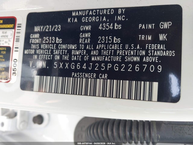 2023 Kia K5 Gt-line მანქანა იყიდება აუქციონზე, vin: 5XXG64J25PG226709, აუქციონის ნომერი: 44788144
