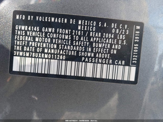 44788231 :رقم المزاد ، 3VW5M7BUXRM011260 vin ، 2024 Volkswagen Jetta 1.5t S مزاد بيع