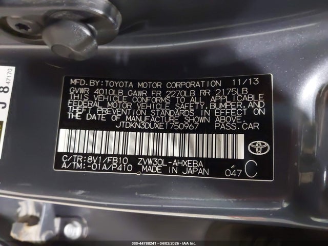 2014 TOYOTA PRIUS JTDKN3DUXE1750967 Photo 8