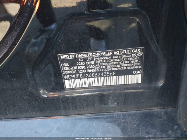 Продажа на аукционе авто 2008 Mercedes-benz E 350 4matic, vin: WDBUF87X68B243568, номер лота: 44788258