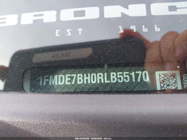 44788259 :رقم المزاد ، 1FMDE7BH0RLB55170 vin ، 2024 Ford Bronco Big Bend مزاد بيع