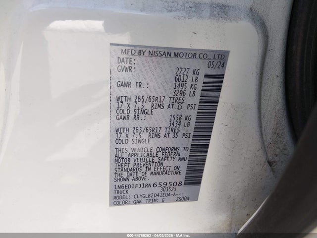 Продаж на аукціоні авто 2024 Nissan Frontier Long Bed Sv 4x2, vin: 1N6ED1FJ1RN659508, номер лоту: 44788262